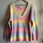Beginning Boutique 💖Boutique Rainbow Colorful Knit V-Neck Sweater Photo 0