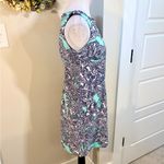 AMANDA LANE Sleeveless Hawaiian Tropical Print Lightweight Sheath Dress ~8P💚 Blue Photo 2