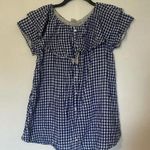 Umgee Blue and White Checkered Picnic Button Down Dress Photo 0