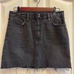 ALLSAINTS Jasper Faded Black Denim Zip Front Frayed Hem Mini Skirt sz 6 Photo 3