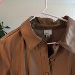 A New Day Women's Short Sleeve Faux Leather Shirtdress - Dark Brown Photo 3