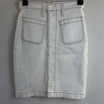 J.Crew J.Cew Denim Button-front Skirt in White Wash Pencil Skirt Size 23 NWT Photo 2