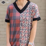 Crazy Train  Plaid Leopard Two Print T-Shirt | M Photo 0