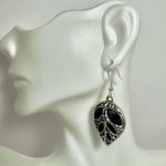 Kenneth Cole  silver tone and purple leaf earrings Photo 5