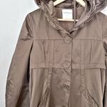 Anthropologie FUMBLIN' FOE x  | Brown Pea Trench Coat Hood Hooded | Size Large Photo 5