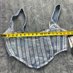 Forever 21 NWT  Women's Denim Curved-Hem Top Metallic Stripes Bustier Size M Photo 5