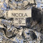 NICOLA Women’s Abstract Vintage Long Sleeve Mock Neck Pleated Blouse EUC Sz 8 Photo 6