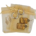 Mustard Yellow Beaded Earrings Bundle of 3 Pairs of Earrings Silver Gold Hoops Photo 1