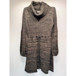 Calvin Klein Brown & Black Sweater Dress Cowl Neck Knee Length Cottagecore Boho Size L Photo 6