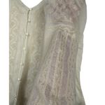 J.Jill  Top‎ Blouse Size Large Floral Embroidered Sheer Ivory Cottage Romantic Photo 6