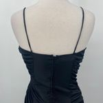 Vintage 80s Hi Low Mermaid Midi Dress Cocktail Bow Ruffle Hem Black Silver 6 Photo 7