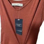 Abercrombie & Fitch v-neck ribbed slit tank dress in a reddish rust paprika Photo 5