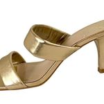 Vince Camuto Aslee Gold Metallic Two-Strap Square Toe Heeled 7 Dress Sandals Photo 3