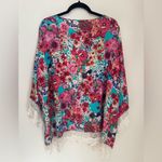 Umgee  Floral Lace Trim Open Front Kimono Cardigan Women’s Size XL Boho Photo 1