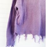 Purple Fringe Knit Sweater Size L Photo 3