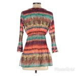 NEW DIRECTIONS Tie Dye Babydoll Top Long Sleeve Striped Crinkle Orange Small Orange Photo 1