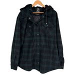 Disturbia Trellis Hooded Pocket Wool Blend Check Shacket size 14 NWOT Detachable Black Photo 2