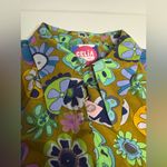 Celia B Floral Print Long Sleeve Button Up Top Medium New Yellow Photo 7