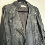 JustFab EUC Black Studded Moto Jacket Faux Leather sz M Photo 3
