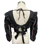 Topshop Floral tie back crop top Black Size 2 Photo 3