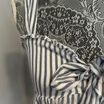 American Eagle NWT AE Tie-Front Babydoll Blouse Blue/White Stripe. Sweetheart Neck Sleeveless S Photo 15