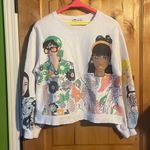 ZARA Blogger Fave Ecru Multi Girls Print Sweatshirt $59.90 EUC S Rare HTF Photo 0