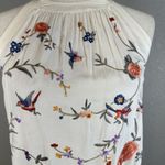 Anthropologie by Gatsby Embroidered Tank Shirt Top Size 2 Floral Birds Fringe Photo 1