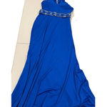 JJ's House Gown Womens Small Blue Prom Formal Hoco Floor Length Beaded Halter Photo 0