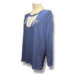 Victoria's Secret PINK  Long Sleeve Lace Up Studded Top Blue Medium Photo 2
