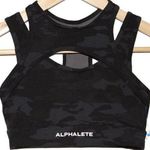 Alphalete Womens Surface Keyhole Sports Bra Black Camo Gray Cutout Back Bra XXS Photo 0
