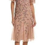 Adrianna Papell  Dress woman beaded midi tulle rose gold formal ceremony Sz 8 Photo 0