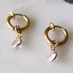 12mm Huggies With CZ Charms Gold Photo 1