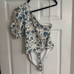 Free People Somethin Bout You Cream Floral Print One Shoulder Bodysuit Photo 4