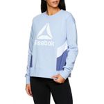 Reebok Logo Journey French Terry Cropped Crew Sweatshirt Eventide Powder Blue L Photo 1