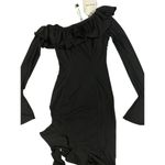 Mistress Rocks  - Ruffle Long Sleeve Off Shoulder Mini Dress in Black Photo 1