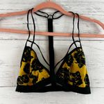 Free People NWT Yellow and Black Flocked Triangle Bralette Size S Photo 0