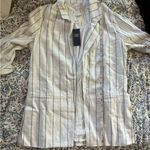 Abercrombie & Fitch New Linen blend Striped Blazer small white black pinstripe Photo 9