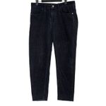 ZARA Corduroy Straight Leg High Rise Cropped Pants Trousers Raw Hem 31 Black Photo 9