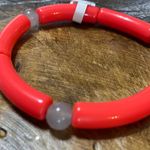 NWT Handmade Light Red Acrylic Stackable Tube Bracelet Photo 1