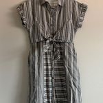 Polagram NWT Bohme Boutique 100% Cotton Button Down Midi Dress Size Small Stripped Blue Photo 2