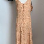 Gap Vintage 90s Peach Sleeveless Floral Button Summer Maxi Dress, Size Large Photo 0