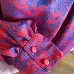 Oscar de la Renta Red-Blue Paisley Blouse Photo 4
