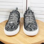 J/Slides Lacee Leather Snake Lace Up Sneakers Dark Grey 9‎ Gray Photo 1
