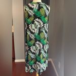 Tropical Leaf Print Sleeveless Button Down Beach Resort Plus Dress Cover Up Green Size 2X Photo 2