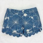 J. Crew Floral Linen Bend Scallop Hem Chino Shorts Blue White Size 0 Photo 3