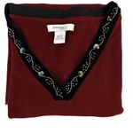 Dress Barn Dark Red Sweater with Bead and Sequin Velvet V-Neckline Size 18/20 Photo 4