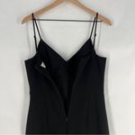 Eliza J Black Crepe V-Neck Midi Dress Spaghetti Straps Front Slit Empire Waist 4 Photo 7