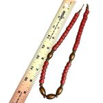 Vintage Brass & Terracotta Bead Necklace – Boho Tribal Style Photo 6