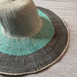 The Limited  Blue Tan Black Woven Paper Hat Sun Beach Circle‎ Photo 1