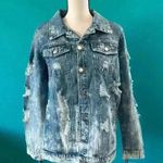 Fantastic Fawn Blue Fringed Western Distressed Denim Jacket Womens Size M Photo 1